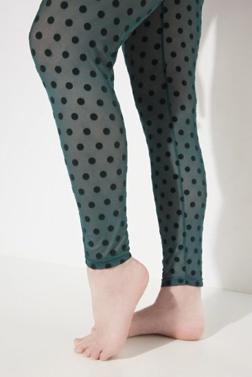 Ulla Popken 823383 Legging collant à pois Vert olive - Collants & chaussettes - 