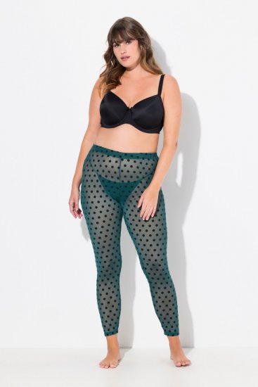 Ulla Popken 823383 Legging collant à pois Vert olive - Collants & chaussettes - 