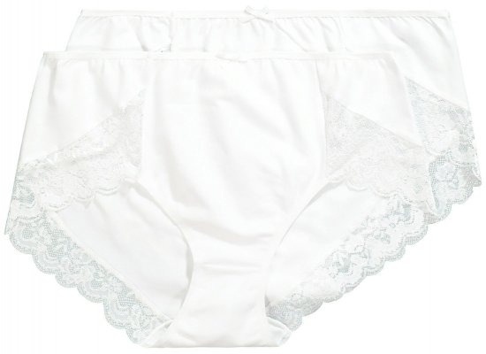 Ulla Popken 824106 Boxers en dentelle lot de 2 Blanc - Culottes - 