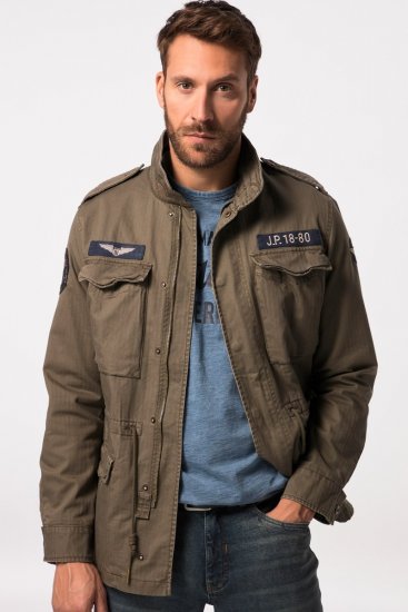 JP1880 Field Jacket with Badges Vintage Look TALL Moss Green - TALL vestes - Vestes coupe TALL pour hommes grands