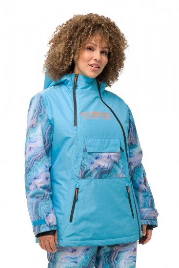 Ulla Popken 824429 Veste de ski marbrée à triple fonction Bleu - Vêtements de ski - 