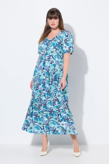 Ulla Popken 824966 Robe chemise fleurie Bleu marine - Robes chemise - 