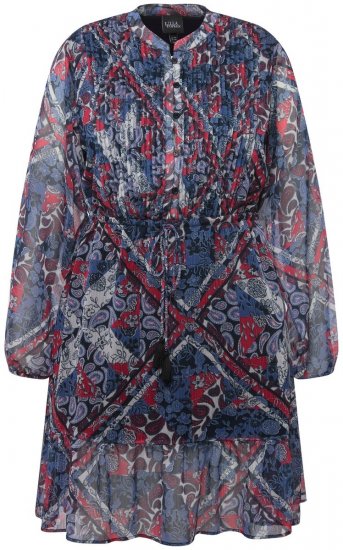 Ulla Popken 824976 Robe imprimée Bleu marine - Robes midi - Robes mi-longues pour femmes rondes