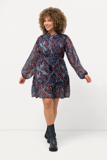 Ulla Popken 824976 Robe imprimée Bleu marine - Robes midi - Robes mi-longues pour femmes rondes
