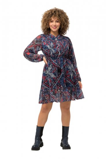 Ulla Popken 824976 Robe imprimée Bleu marine - Robes midi - Robes mi-longues pour femmes rondes