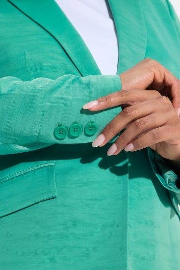 Ulla Popken 826161 Blazer texturé Vert - Blazers - Vestes blazer pour femme, grandes tailles