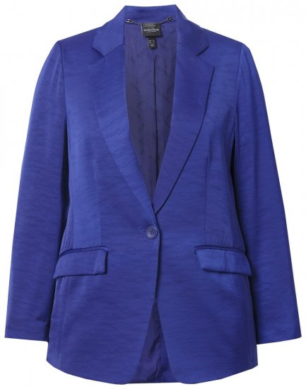 Ulla Popken 826161 Blazer texturé à poches à rabat Bleu marine - Blazers - Vestes blazer pour femme, grandes tailles