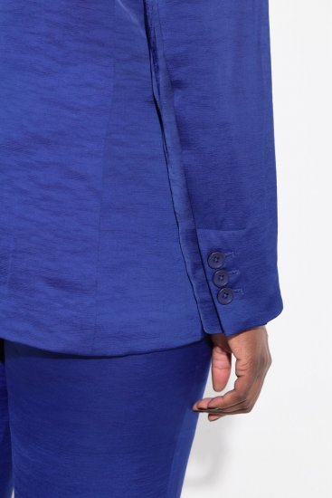 Ulla Popken 826161 Blazer texturé à poches à rabat Bleu marine - Blazers - Vestes blazer pour femme, grandes tailles