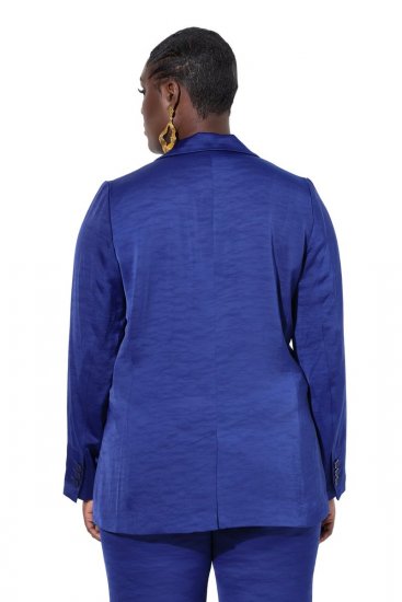 Ulla Popken 826161 Blazer texturé à poches à rabat Bleu marine - Blazers - Vestes blazer pour femme, grandes tailles