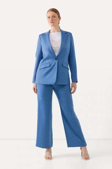 Ulla Popken 826163 Pantalon de tailleur large Bleu denim - Pantalons en tissu - Pantalons larges femme grande taille