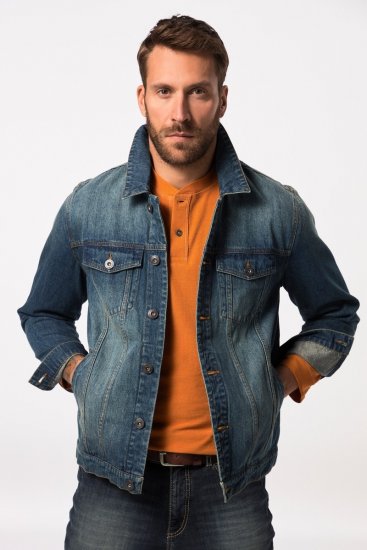 JP1880 826234 Veste en jean à poches poitrine Bleu indigo - Vestes - Vestes homme grandes tailles