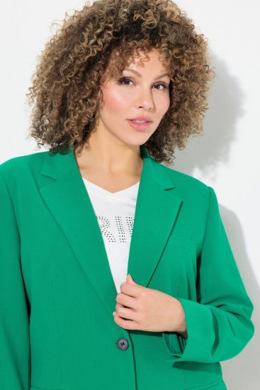 Ulla Popken 826487 Blazer oversize à poches à rabat Vert émeraude - Blazers - Vestes blazer pour femme, grandes tailles