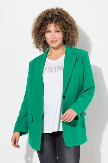 Ulla Popken 826487 Blazer oversize à poches à rabat Vert émeraude - Blazers - Vestes blazer pour femme, grandes tailles