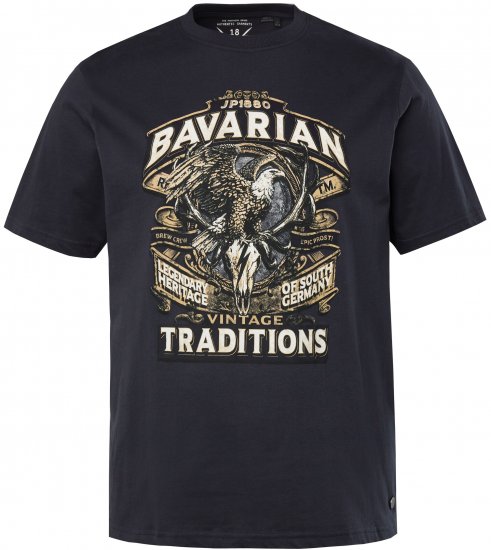 JP1880 Bavarian Design Vintage Looking T-Shirt Navy Blue - T-shirts - T-shirts Homme Grande Taille