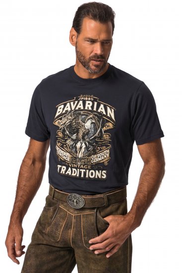 JP1880 Bavarian Design Vintage Looking T-Shirt Navy Blue - T-shirts - T-shirts Homme Grande Taille
