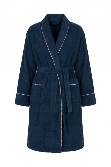 Ulla Popken 826794 Peignoir en éponge Bleu marine - Robes de chambre & peignoirs - 