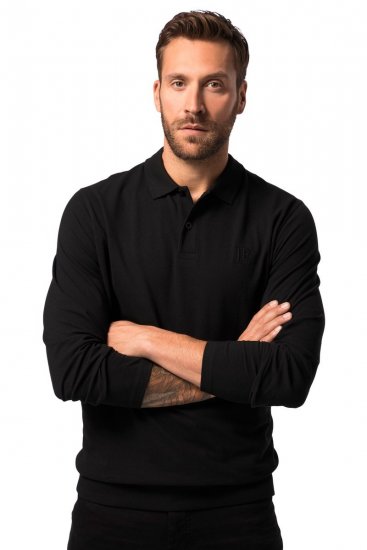 JP1880 827115 Polo à manches longues coupe ventre Noir - Polos - Polos homme grande taille