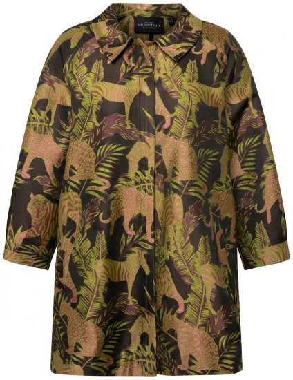 Ulla Popken 827217 Chemisier à manches courtes imprimé savane Noir - Chemisiers - Chemisiers façon chemise grande taille