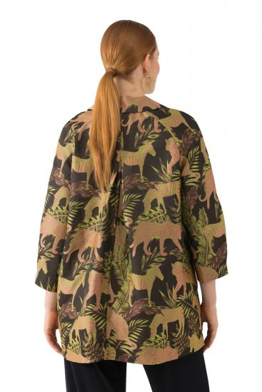 Ulla Popken 827217 Chemisier à manches courtes imprimé savane Noir - Chemisiers - Chemisiers façon chemise grande taille