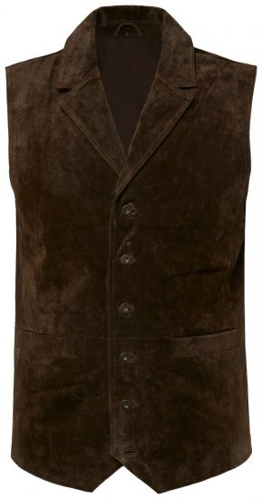 JP1880 827437 Gilet en daim à revers Marron foncé - Costumes - Costumes grandes tailles 