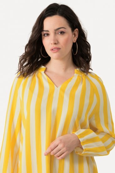 Ulla Popken 827653 Robe rayée Jaune - Robes midi - Robes mi-longues pour femmes rondes