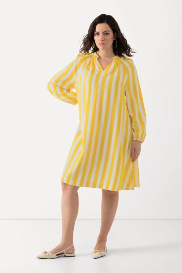 Ulla Popken 827653 Robe rayée Jaune - Robes midi - Robes mi-longues pour femmes rondes