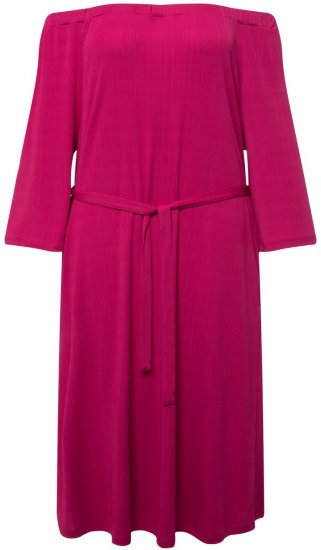 Ulla Popken 827740 Robe en jersey à manches 3/4 Rose - Robes midi - Robes mi-longues pour femmes rondes