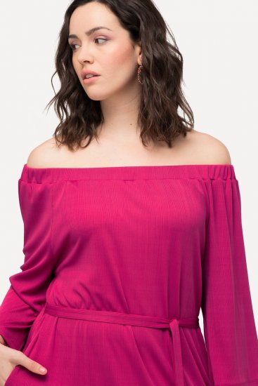 Ulla Popken 827740 Robe en jersey à manches 3/4 Rose - Robes midi - Robes mi-longues pour femmes rondes