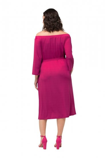 Ulla Popken 827740 Robe en jersey à manches 3/4 Rose - Robes midi - Robes mi-longues pour femmes rondes