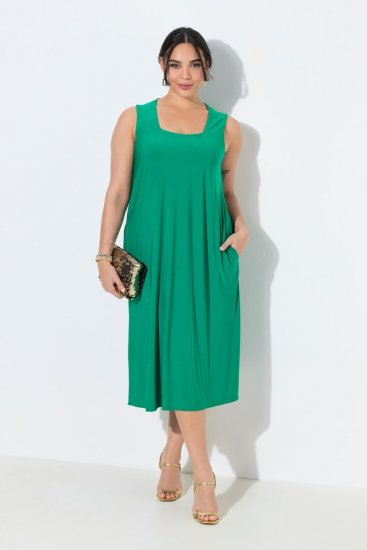 Ulla Popken 827908 Robe en jersey sans manches Vert - Robes en jersey - 