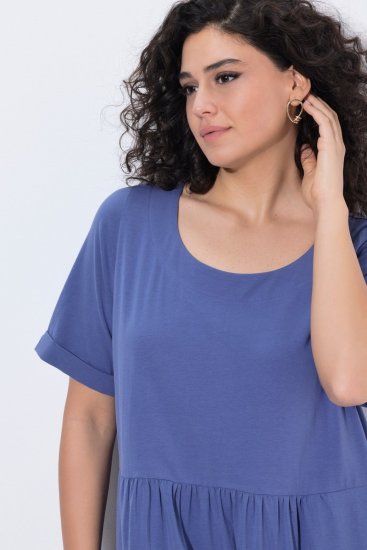 Ulla Popken 827920 Robe en jersey à manches courtes Bleu - Robes en jersey - 