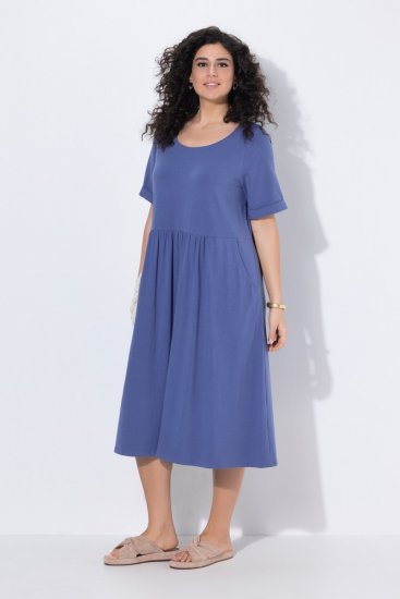 Ulla Popken 827920 Robe en jersey à manches courtes Bleu - Robes en jersey - 