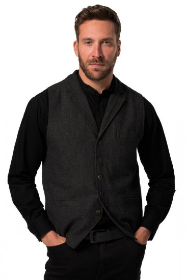 JP1880 828736 Gilet en tweed à dos tricoté Noir - Costumes - Costumes grandes tailles 