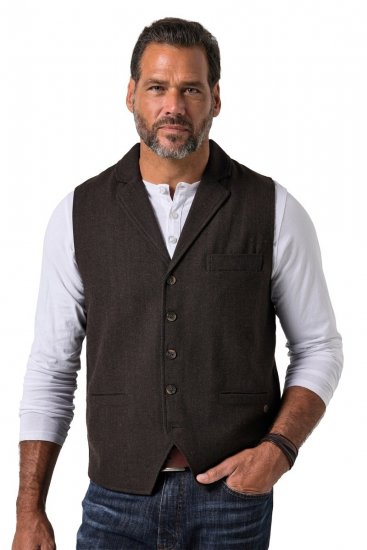JP1880 828736 Gilet en tweed à dos tricoté Marron foncé - Costumes - Costumes grandes tailles 