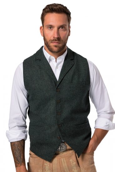 JP1880 828736 Gilet en tweed à dos tricoté Vert bouteille - Costumes - Costumes grandes tailles 