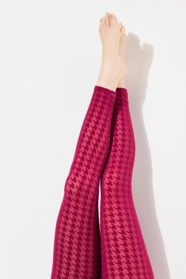 Ulla Popken 828982 Legging collant à carreaux Rouge baie - Collants & chaussettes - 