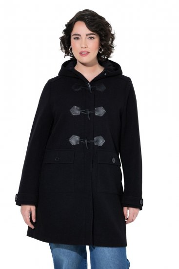 Ulla Popken 829347 Duffle-coat Noir - Manteaux - Manteaux grande taille pour femme