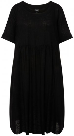 Ulla Popken 829837 Robe en lin mélangé à manches courtes Noir - Robes d'été - Robes légères d'été en grande taille