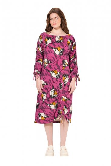 Ulla Popken 830151 Robe fleurie Rose - Robes maxi - Robes longues pour femmes rondes