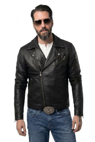 JP1880 830586 Veste biker en nappa d'agneau Noir - Vestes - Vestes homme grandes tailles