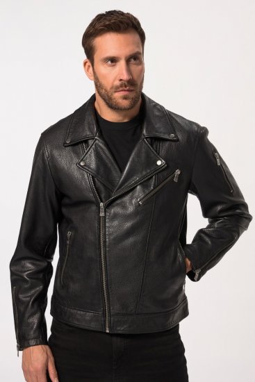 JP1880 830586 Veste biker en nappa d'agneau Noir - Vestes - Vestes homme grandes tailles