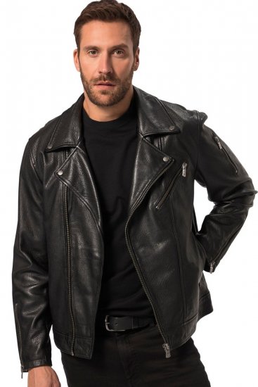 JP1880 830586 Veste biker en nappa d'agneau Noir - Vestes - Vestes homme grandes tailles