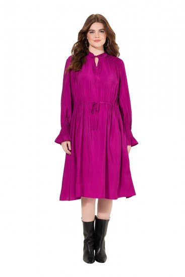 Ulla Popken 830615 Robe à manches longues et volants Lilas - Robes midi - Robes mi-longues pour femmes rondes