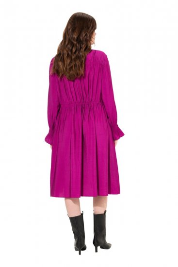 Ulla Popken 830615 Robe à manches longues et volants Lilas - Robes midi - Robes mi-longues pour femmes rondes