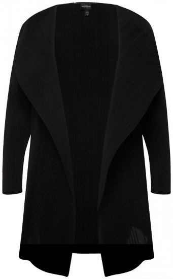 Ulla Popken 830749 Blazer ouvert plissé à larges revers Noir - Blazers - Vestes blazer pour femme, grandes tailles