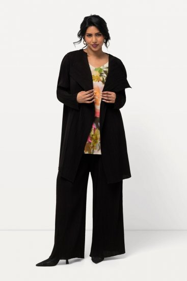Ulla Popken 830749 Blazer ouvert plissé à larges revers Noir - Blazers - Vestes blazer pour femme, grandes tailles