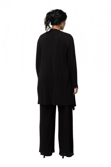 Ulla Popken 830749 Blazer ouvert plissé à larges revers Noir - Blazers - Vestes blazer pour femme, grandes tailles