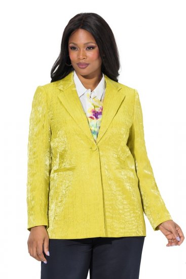 Ulla Popken 830767 Blazer froissé Vert clair - Blazers - Vestes blazer pour femme, grandes tailles