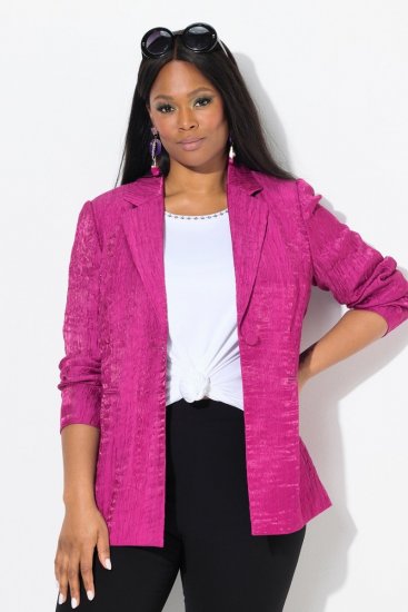Ulla Popken 830767 Blazer effet froissé Magenta - Blazers - Vestes blazer pour femme, grandes tailles