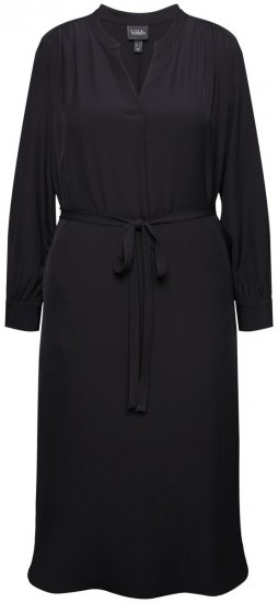 Ulla Popken 831004 Robe mi-longue à manches longues Noir - Robes maxi - Robes longues pour femmes rondes